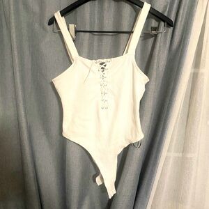 Forever 21 White Laceup Bodysuit